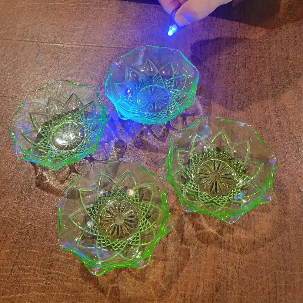 Vintage Hazel Atlas Green Uranium Glass 4.5